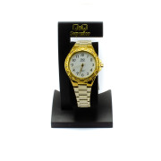Ocelové hodinky se zlatým leskem Q909J004Y