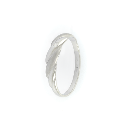 Prsten z bílého zlata zdobený bílým zirkonem, velikost 54