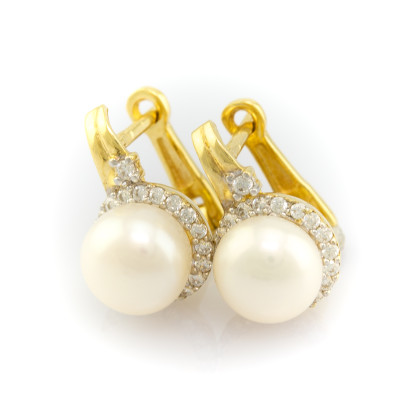 Zlaté perlové náušnice